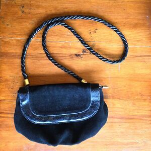 Anthropologie Women’s Marvita Crossbody Black Suede Bohemian Purse Bag